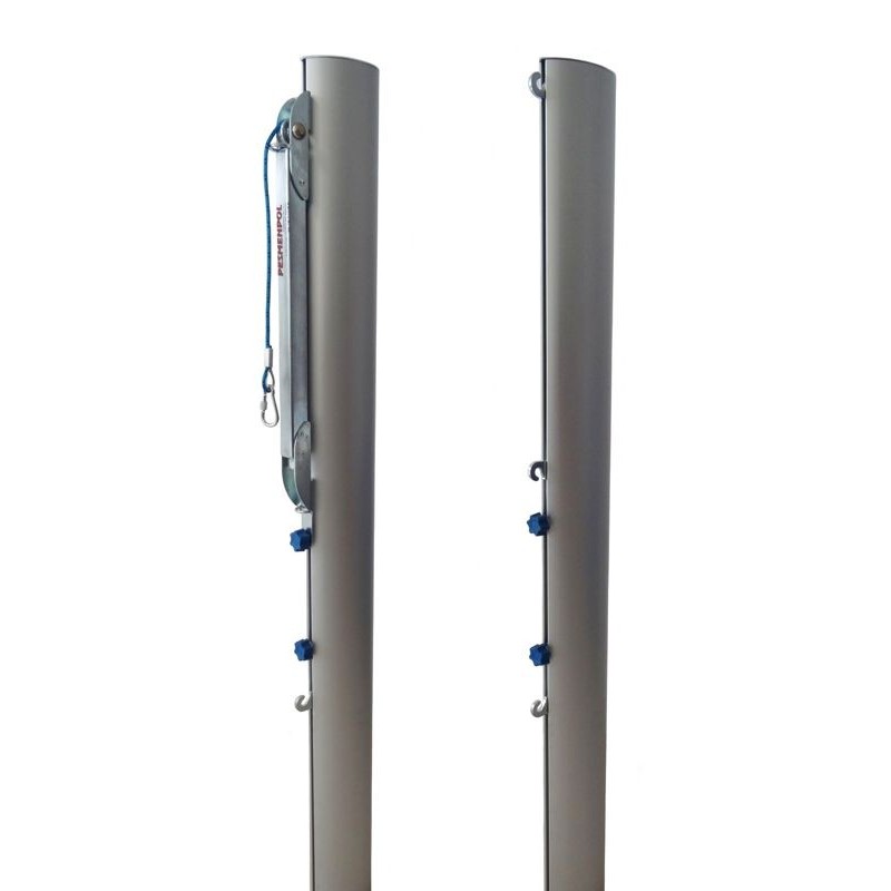 Słupki do siatkówki aluminiowe turniejowe wielofunkcyjne, profil 116x76 mm, naciąg typu SLIM