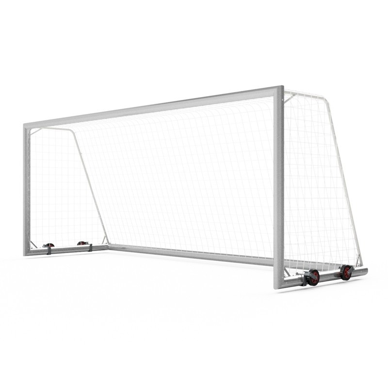 Bramki do piłki nożnej 5x2 m przejezdne z kółkami, aluminiowe, rama główna i rama dolna - profil 120x100 mm