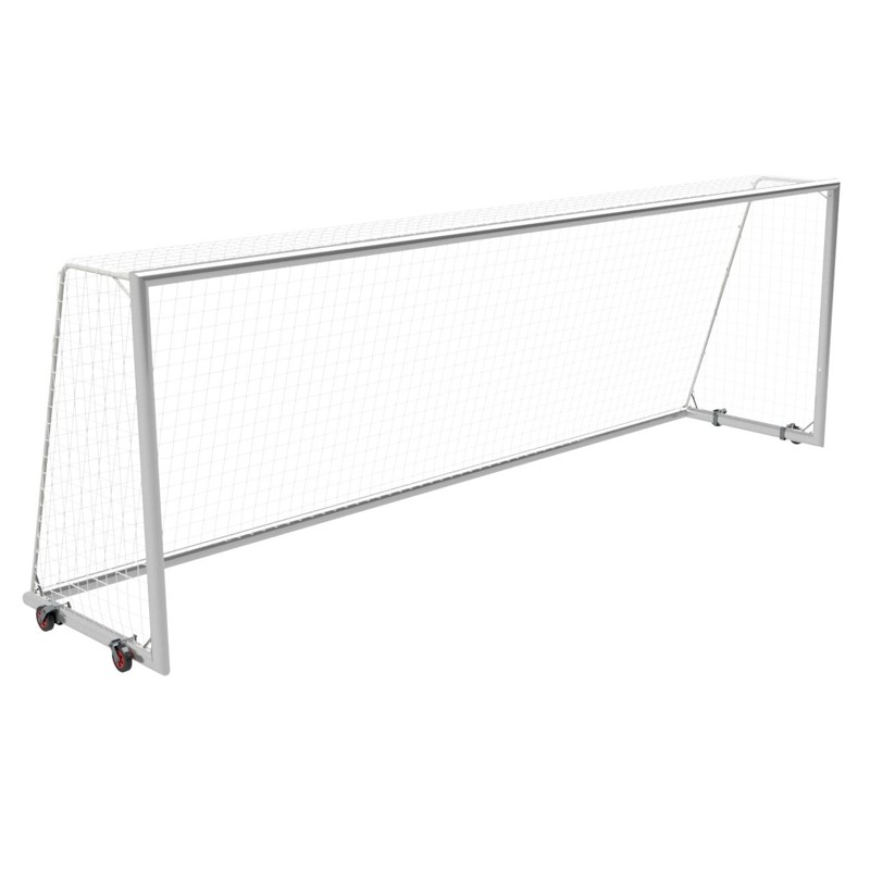 Bramki do piłki nożnej 7,32x2,44 m przejezdne z kółkami, rama główna i rama dolna - profil aluminiowy 120x100 mm Bramki do piłki nożnej 7,32x2,44 m przejezdne z kółkami, rama główna i rama dolna - profil aluminiowy 120x100 mm