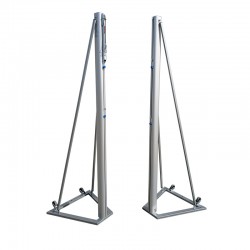 Słupki do siatkówki aluminiowe turniejowe na podstawie ramowej, przykręcane do podłoża, profil 120x100 mm