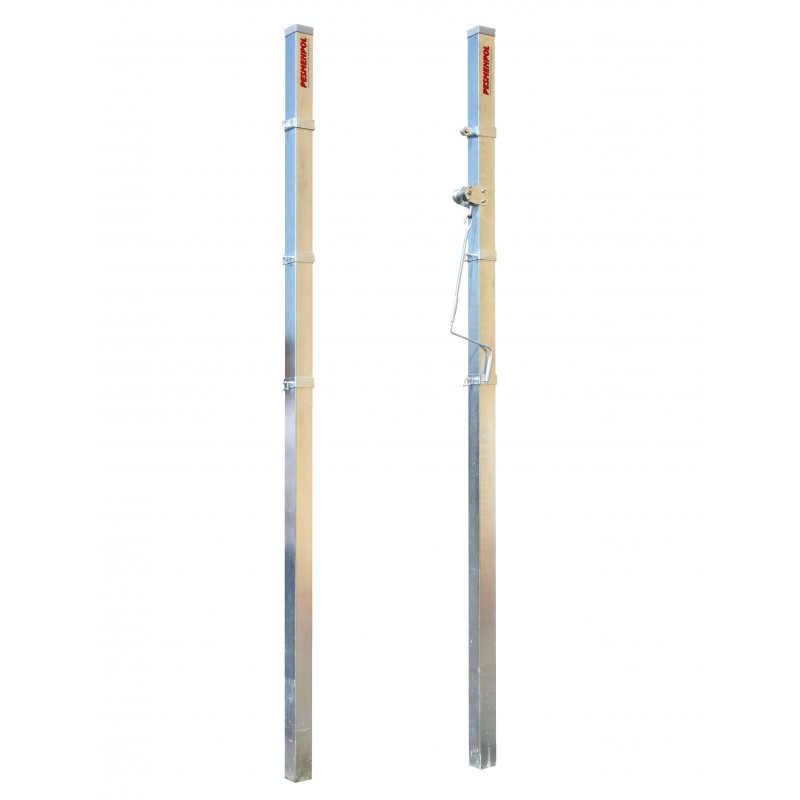 Słupki do siatkówki stalowe z naciągiem korbowym, profil 80x80 mm Słupki do siatkówki stalowe z naciągiem korbowym, profil 80x80 mm