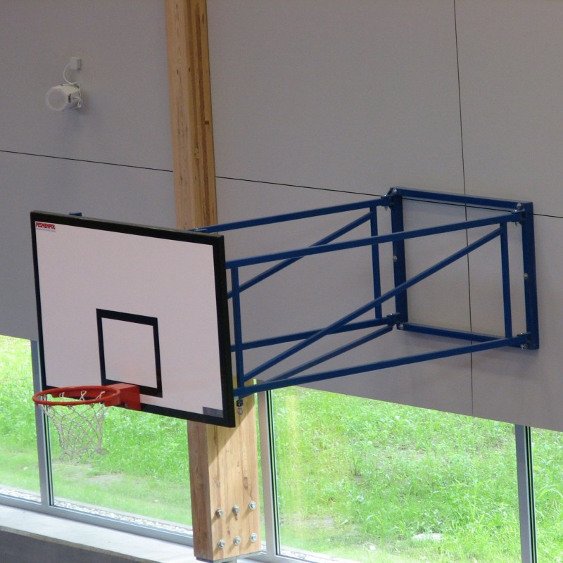 Konstrukcja do koszykówki uchylna składana w bok, wysięg od 170 do 220 cm