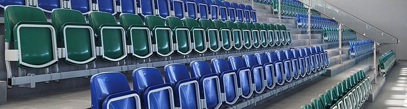 Siedziska składane montowane na widowniach